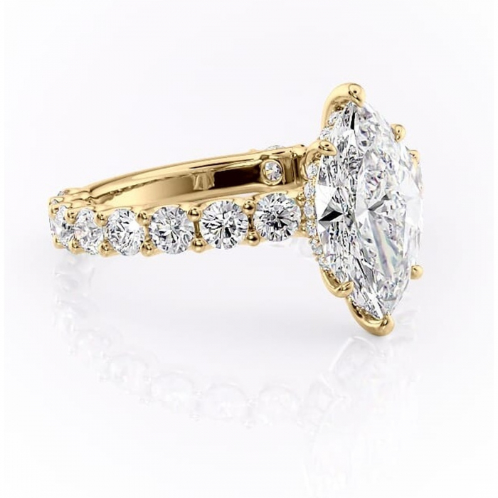 Inel de logodnă Floralie din aur Galben 14kt cu moissanite tăietură marquise – Pietre laterale excepțional | Personalizează și configurează gratuit online [1]