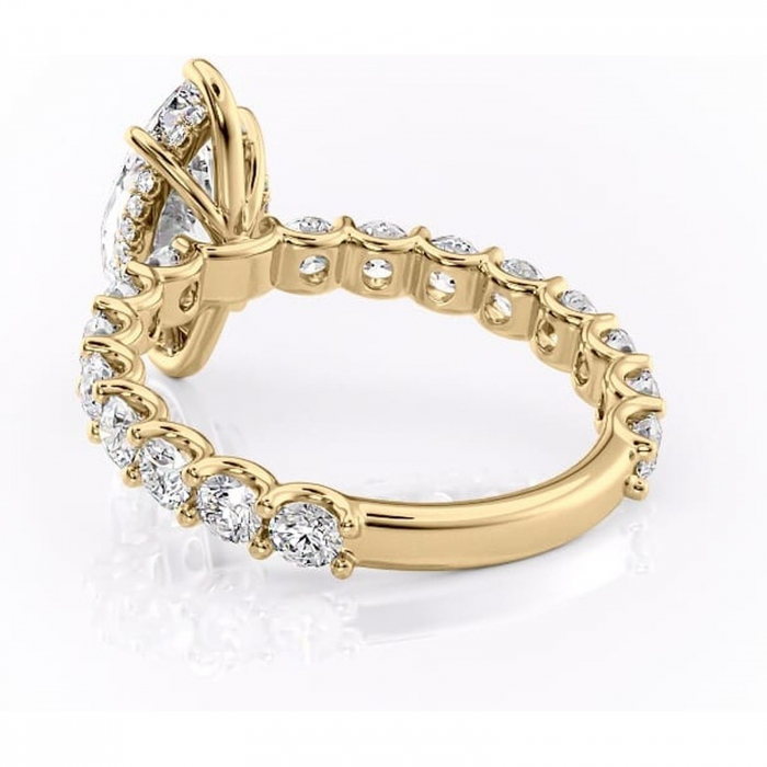 Inel de logodnă Floralie din aur Galben 14kt cu moissanite tăietură marquise – Pietre laterale excepțional | Personalizează și configurează gratuit online [4]