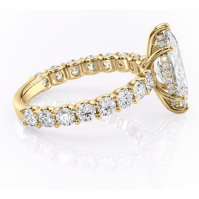 Inel de logodnă Floralie din aur Galben 14kt cu moissanite tăietură marquise – Pietre laterale excepțional | Personalizează și configurează gratuit online [2]