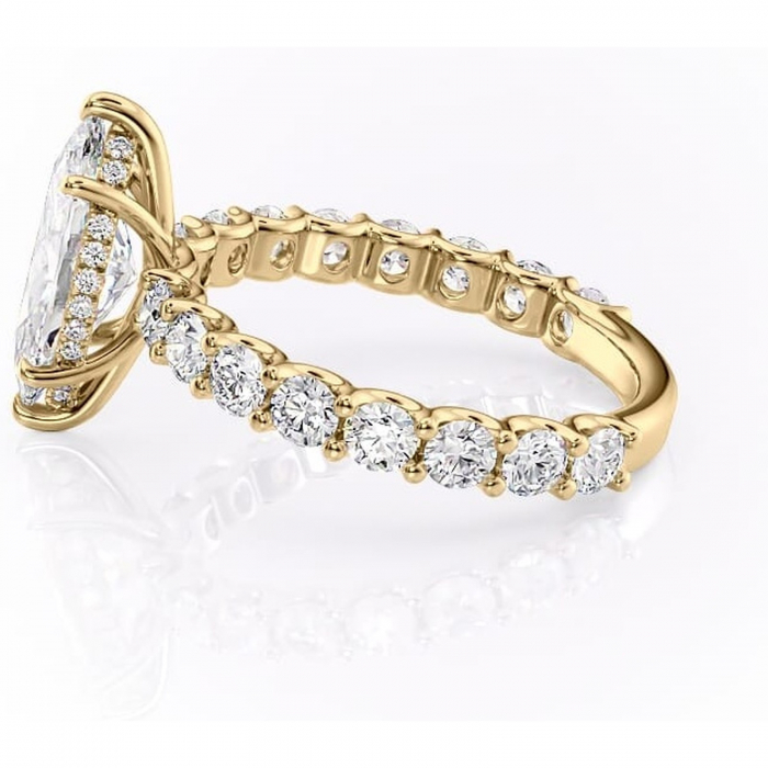 Inel de logodnă Floralie din aur Galben 14kt cu moissanite tăietură marquise – Pietre laterale excepțional | Personalizează și configurează gratuit online [6]