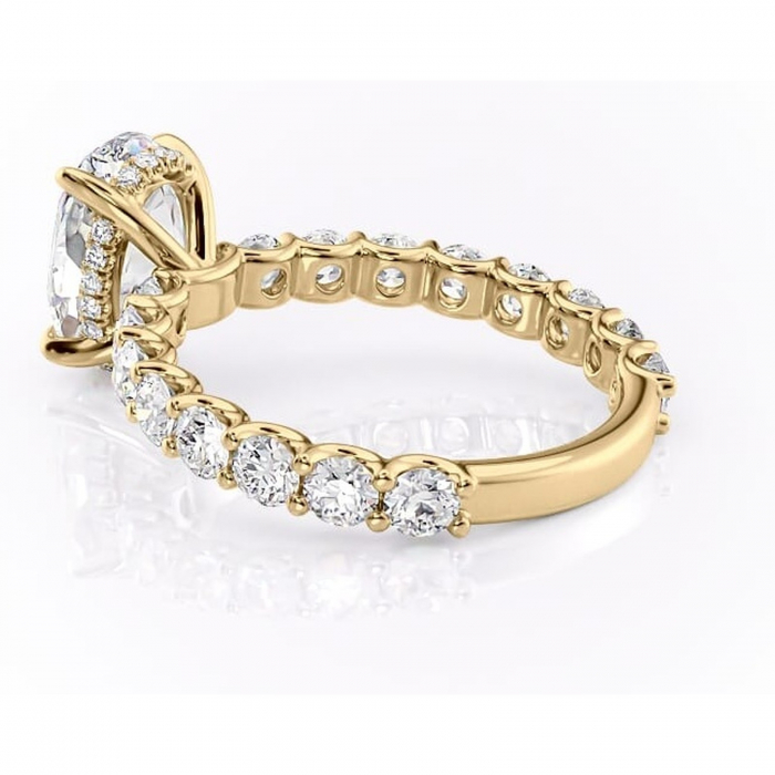 Inel de logodnă Floralie din aur Galben 18kt cu moissanite tăietură ovală – Pietre laterale excepțional | Personalizează și configurează gratuit online [5]