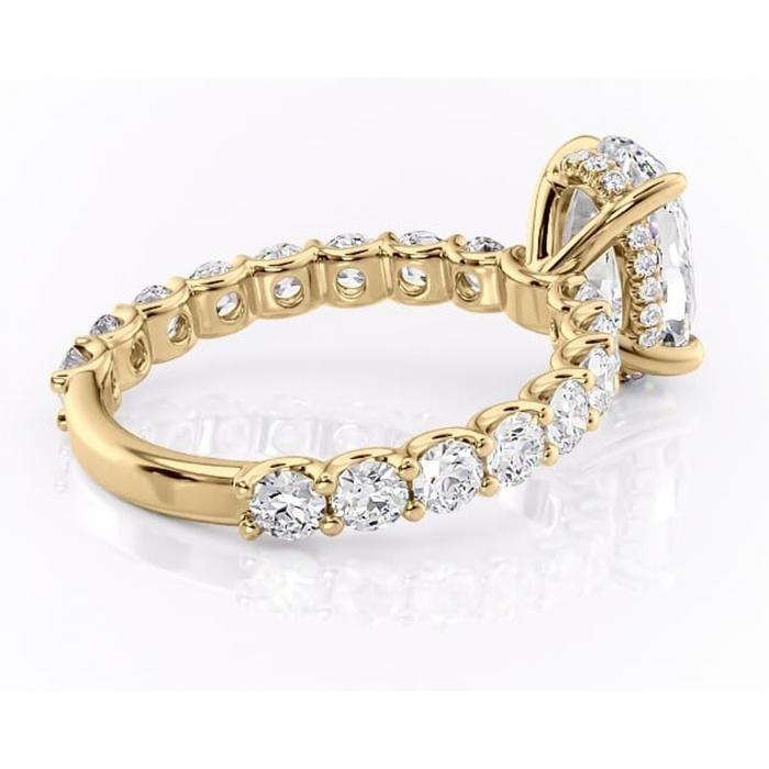 Inel de logodnă Floralie din aur Galben 18kt cu moissanite tăietură ovală – Pietre laterale excepțional | Personalizează și configurează gratuit online [3]