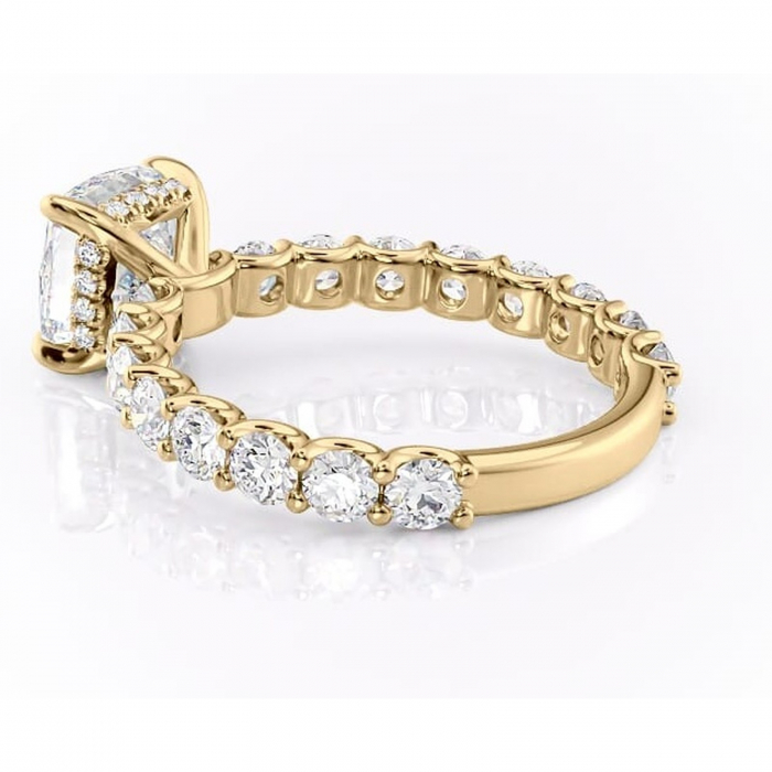 Inel de logodnă Floralie din aur Galben 14kt cu moissanite tăietură pernă – Pietre laterale excepțional | Personalizează și configurează gratuit online [5]