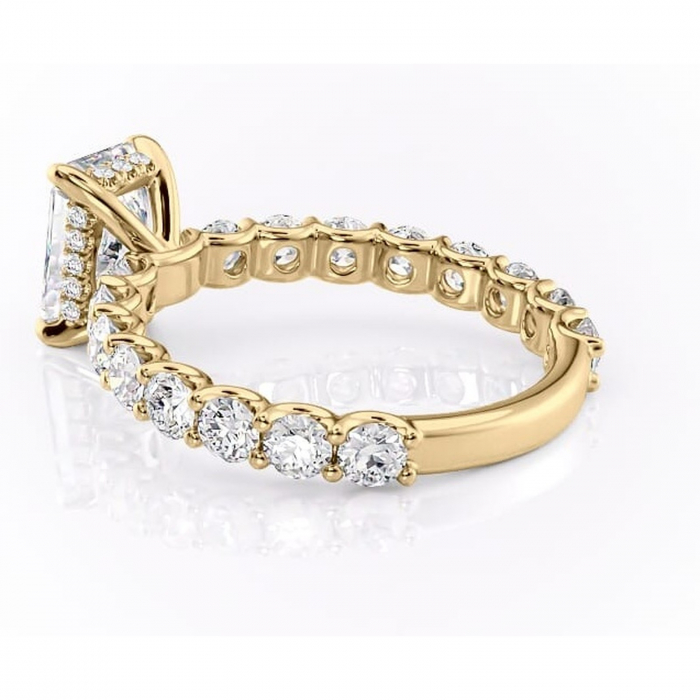 Inel de logodnă Floralie din aur Galben 14kt cu moissanite tăietură radiantă – Pietre laterale excepțional | Personalizează și configurează gratuit online [5]