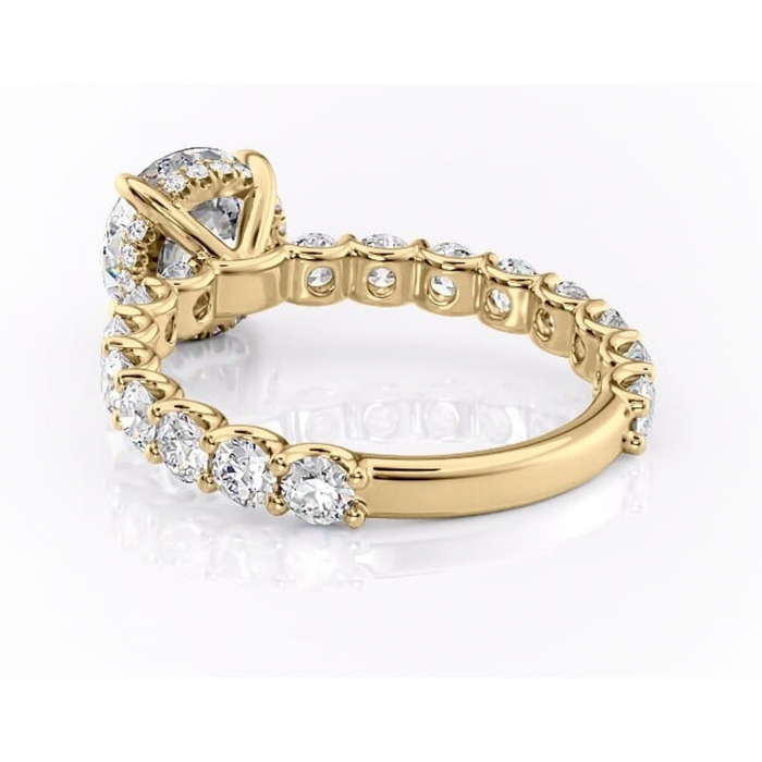 Inel de logodnă Floralie din aur Galben 14kt cu moissanite tăietură rotundă – Pietre laterale excepțional | Personalizează și configurează gratuit online [4]