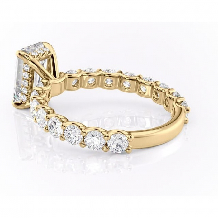 Inel de logodnă Floralie din aur Galben 18kt cu moissanite tăietură smarald – Pietre laterale excepțional | Personalizează și configurează gratuit online [5]