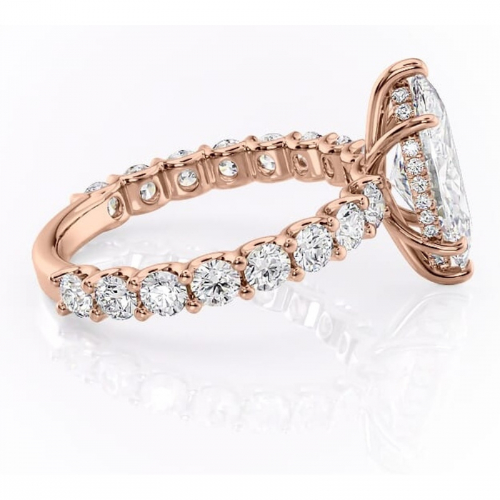 Inel de logodnă Floralie din aur Rose 14kt cu moissanite tăietură marquise – Pietre laterale excepțional | Personalizează și configurează gratuit online [2]