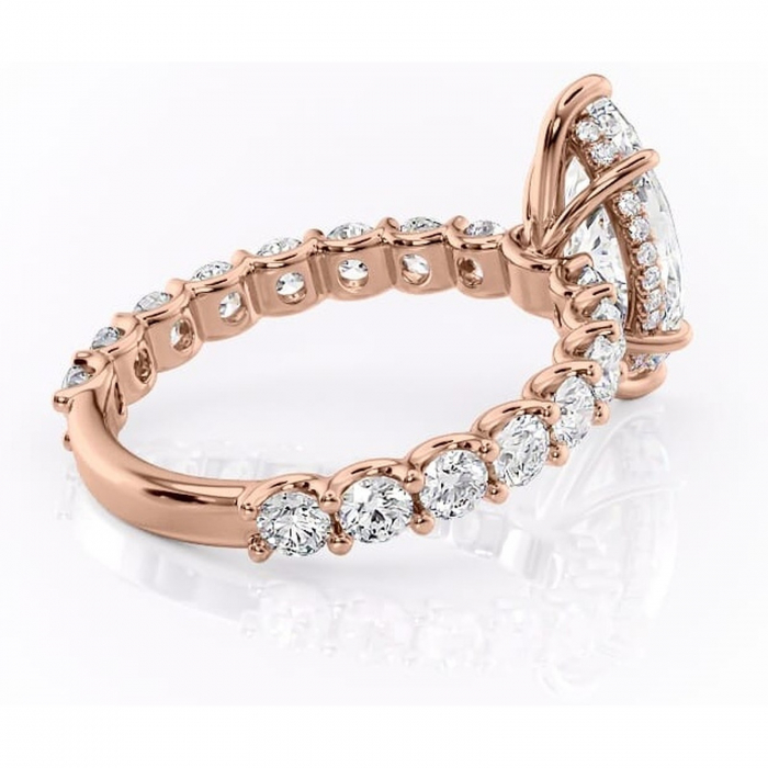 Inel de logodnă Floralie din aur Rose 14kt cu moissanite tăietură marquise – Pietre laterale excepțional | Personalizează și configurează gratuit online [3]