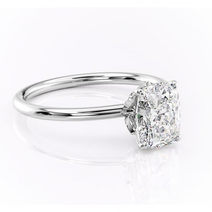 Inel de logodnă Garnet din aur Alb 14kt cu moissanite tăietură pernă – Solitar rafinată pentru profil înalt | Personalizează și configurează gratuit online [1]