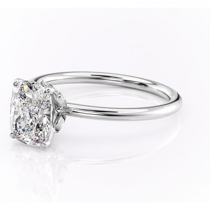 Inel de logodnă Garnet din aur Alb 14kt cu moissanite tăietură pernă – Solitar rafinată pentru profil înalt | Personalizează și configurează gratuit online [7]