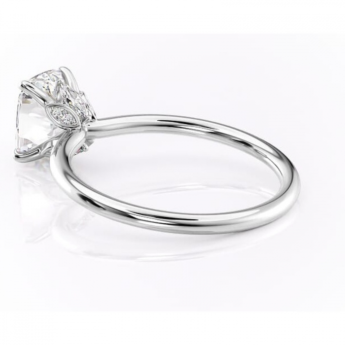 Inel de logodnă Garnet din aur Alb 14kt cu moissanite tăietură pernă – Solitar rafinată pentru profil înalt | Personalizează și configurează gratuit online [5]