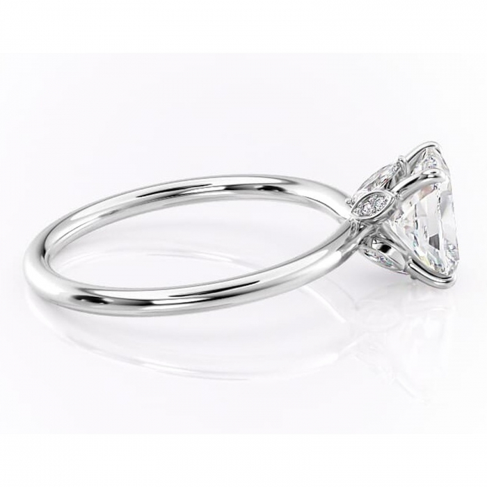 Inel de logodnă Garnet din aur Alb 14kt cu moissanite tăietură pernă – Solitar rafinată pentru profil înalt | Personalizează și configurează gratuit online [2]