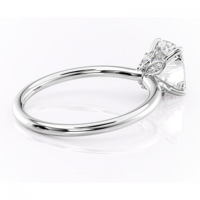 Inel de logodnă Garnet din aur Alb 14kt cu moissanite tăietură pernă – Solitar rafinată pentru profil înalt | Personalizează și configurează gratuit online [3]