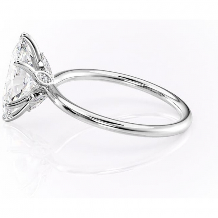 Inel de logodnă Garnet din aur Alb 14kt cu moissanite tăietură marquise – Solitar rafinată pentru profil înalt | Personalizează și configurează gratuit online [6]