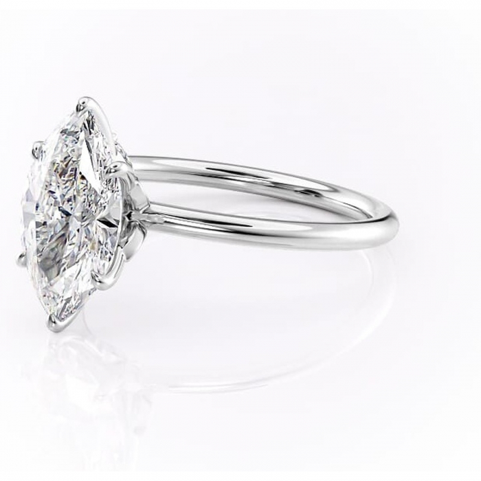 Inel de logodnă Garnet din aur Alb 14kt cu moissanite tăietură marquise – Solitar rafinată pentru profil înalt | Personalizează și configurează gratuit online [7]