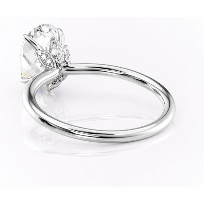 Inel de logodnă Garnet din aur Alb 14kt cu moissanite tăietură ovală – Solitar rafinată pentru profil înalt | Personalizează și configurează gratuit online [4]