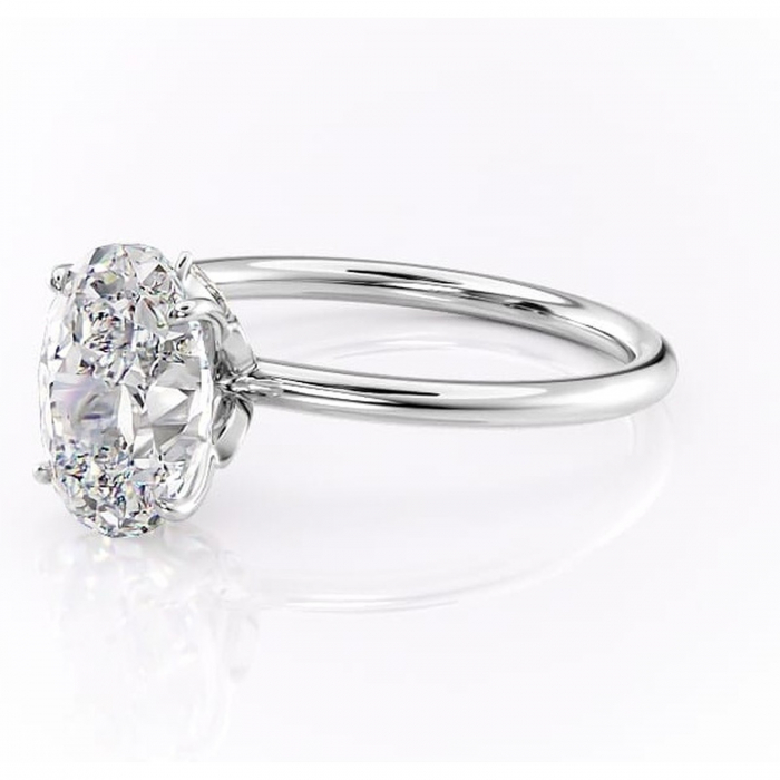 Inel de logodnă Garnet din aur Alb 14kt cu moissanite tăietură ovală – Solitar rafinată pentru profil înalt | Personalizează și configurează gratuit online [7]