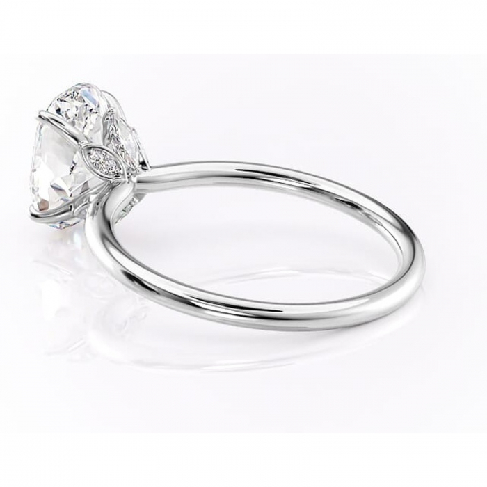 Inel de logodnă Garnet din aur Alb 14kt cu moissanite tăietură ovală – Solitar rafinată pentru profil înalt | Personalizează și configurează gratuit online [5]