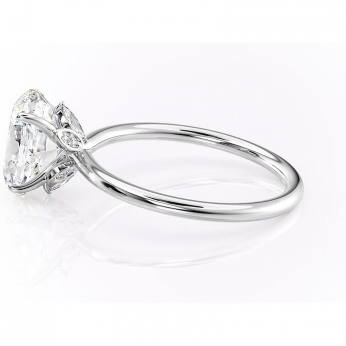 Inel de logodnă Garnet din aur Alb 14kt cu moissanite tăietură ovală – Solitar rafinată pentru profil înalt | Personalizează și configurează gratuit online [6]