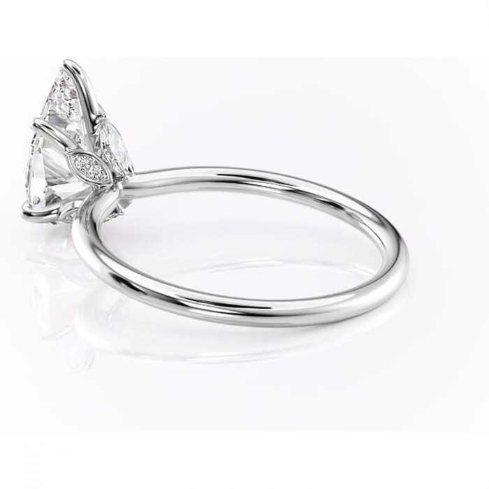 Inel de logodnă Garnet din aur Alb 14kt cu moissanite tăietură pară – Solitar rafinată pentru profil înalt | Personalizează și configurează gratuit online [5]