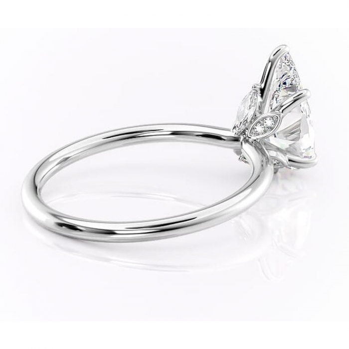 Inel de logodnă Garnet din aur Alb 14kt cu moissanite tăietură pară – Solitar rafinată pentru profil înalt | Personalizează și configurează gratuit online [3]
