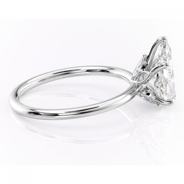 Inel de logodnă Garnet din aur Alb 14kt cu moissanite tăietură pară – Solitar rafinată pentru profil înalt | Personalizează și configurează gratuit online [2]