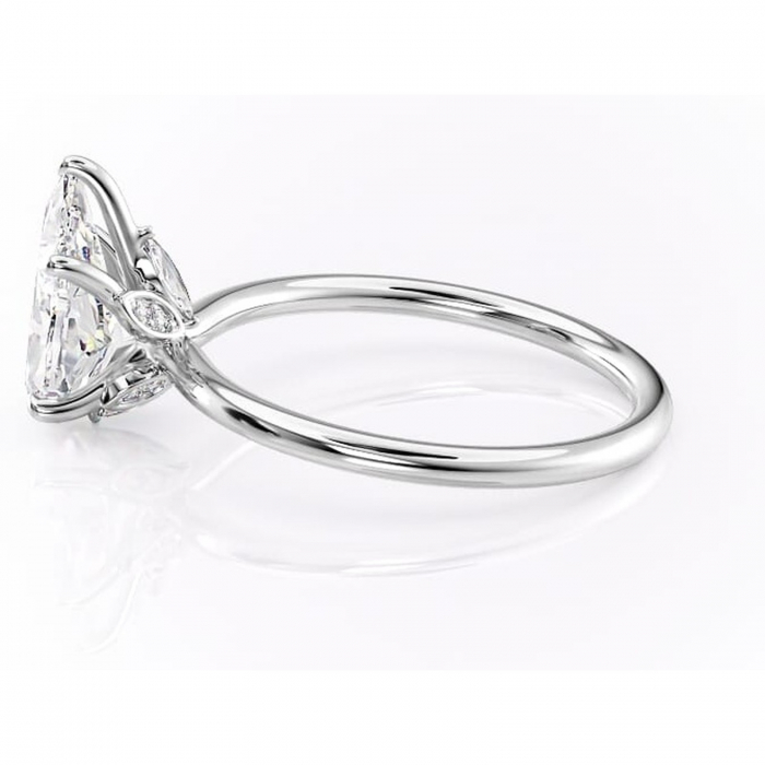 Inel de logodnă Garnet din aur Alb 14kt cu moissanite tăietură pară – Solitar rafinată pentru profil înalt | Personalizează și configurează gratuit online [6]