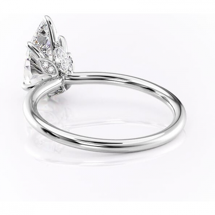 Inel de logodnă Garnet din aur Alb 14kt cu moissanite tăietură pară – Solitar rafinată pentru profil înalt | Personalizează și configurează gratuit online [4]