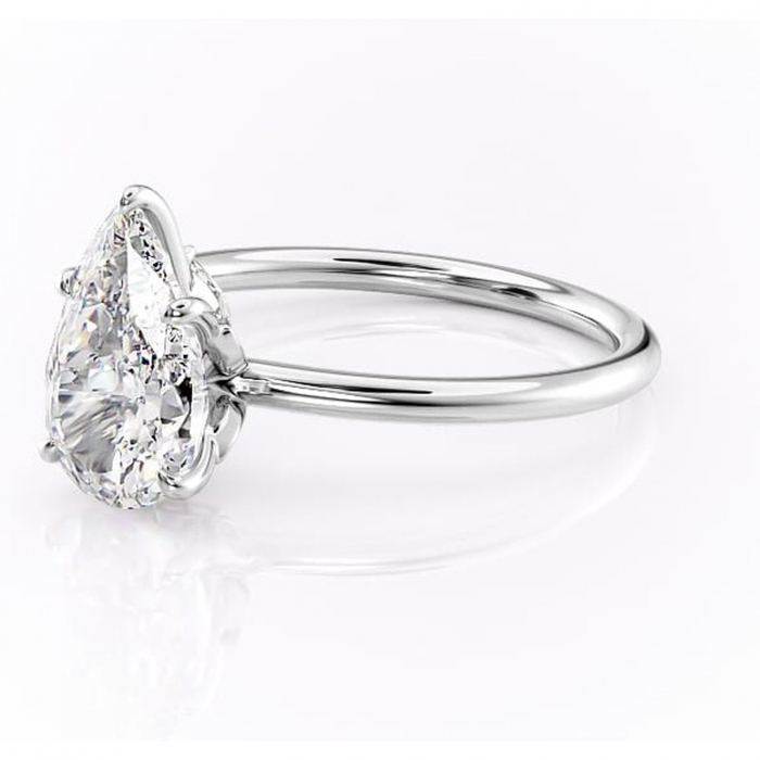 Inel de logodnă Garnet din aur Alb 14kt cu moissanite tăietură pară – Solitar rafinată pentru profil înalt | Personalizează și configurează gratuit online [7]