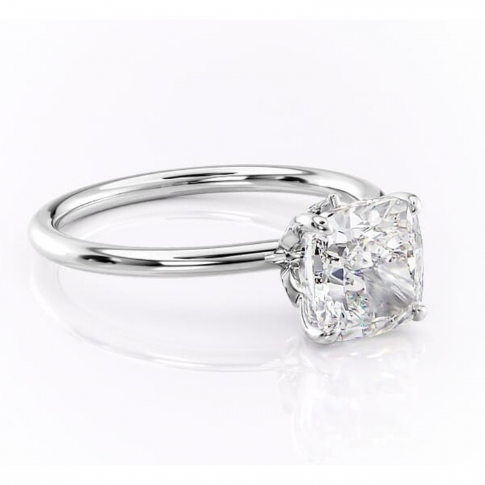 Inel de logodnă Garnet din aur Alb 14kt cu moissanite tăietură pernă – Solitar rafinată pentru profil înalt | Personalizează și configurează gratuit online [1]