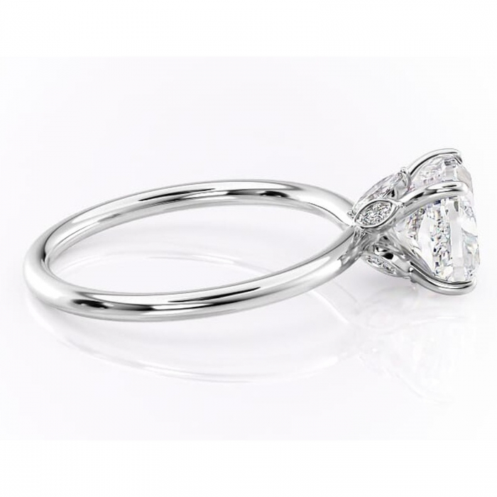 Inel de logodnă Garnet din aur Alb 14kt cu moissanite tăietură pernă – Solitar rafinată pentru profil înalt | Personalizează și configurează gratuit online [2]