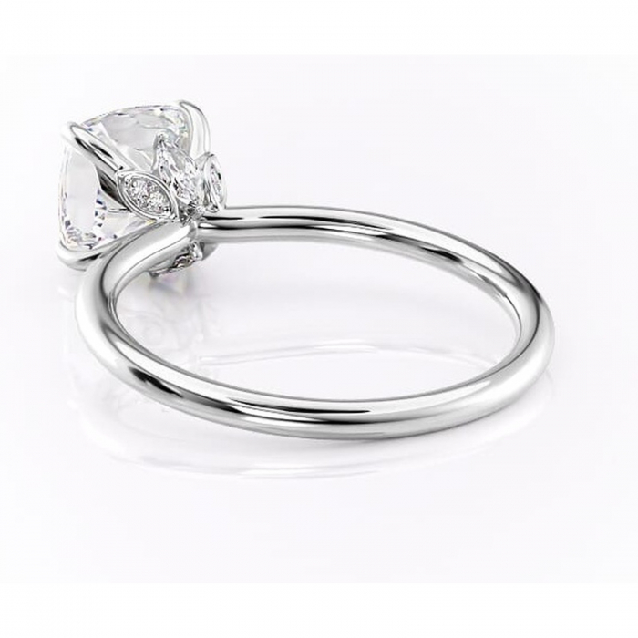 Inel de logodnă Garnet din aur Alb 14kt cu moissanite tăietură pernă – Solitar rafinată pentru profil înalt | Personalizează și configurează gratuit online [4]