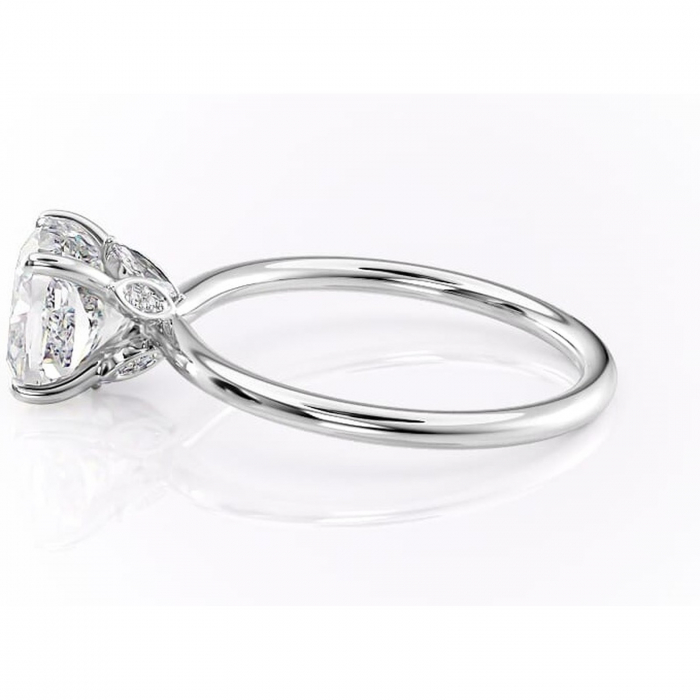 Inel de logodnă Garnet din aur Alb 14kt cu moissanite tăietură pernă – Solitar rafinată pentru profil înalt | Personalizează și configurează gratuit online [6]