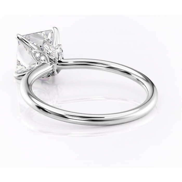 Inel de logodnă Garnet din aur Alb 14kt cu moissanite tăietură princess – Solitar rafinată pentru profil înalt | Personalizează și configurează gratuit online [4]