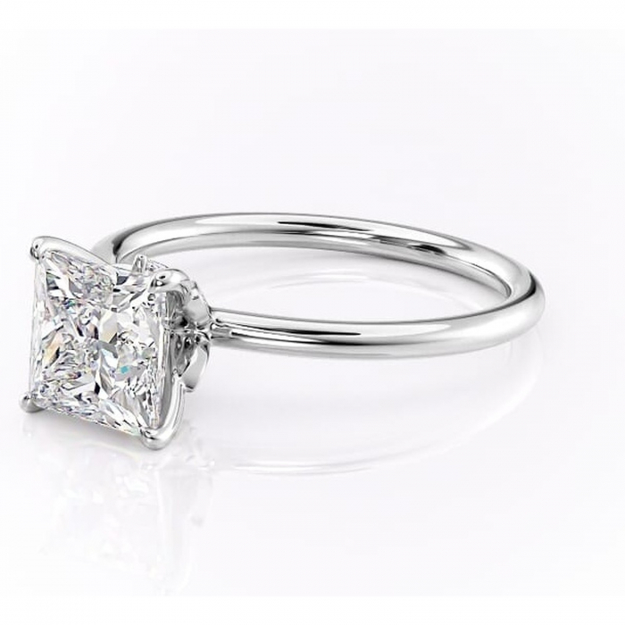 Inel de logodnă Garnet din aur Alb 14kt cu moissanite tăietură princess – Solitar rafinată pentru profil înalt | Personalizează și configurează gratuit online [7]