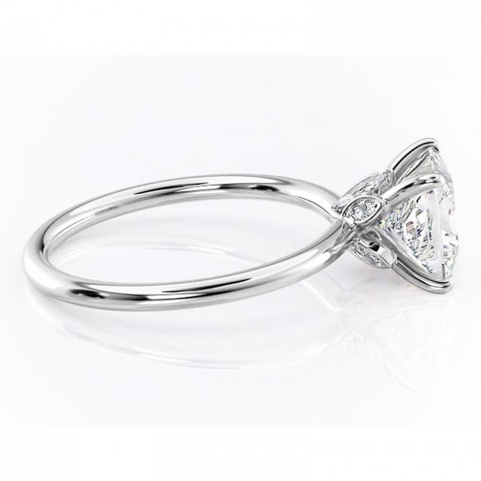 Inel de logodnă Garnet din aur Alb 14kt cu moissanite tăietură princess – Solitar rafinată pentru profil înalt | Personalizează și configurează gratuit online [2]