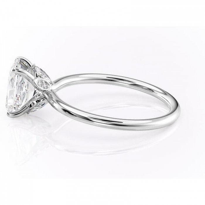 Inel de logodnă Garnet din aur Alb 14kt cu moissanite tăietură radiantă – Solitar rafinată pentru profil înalt | Personalizează și configurează gratuit online [6]