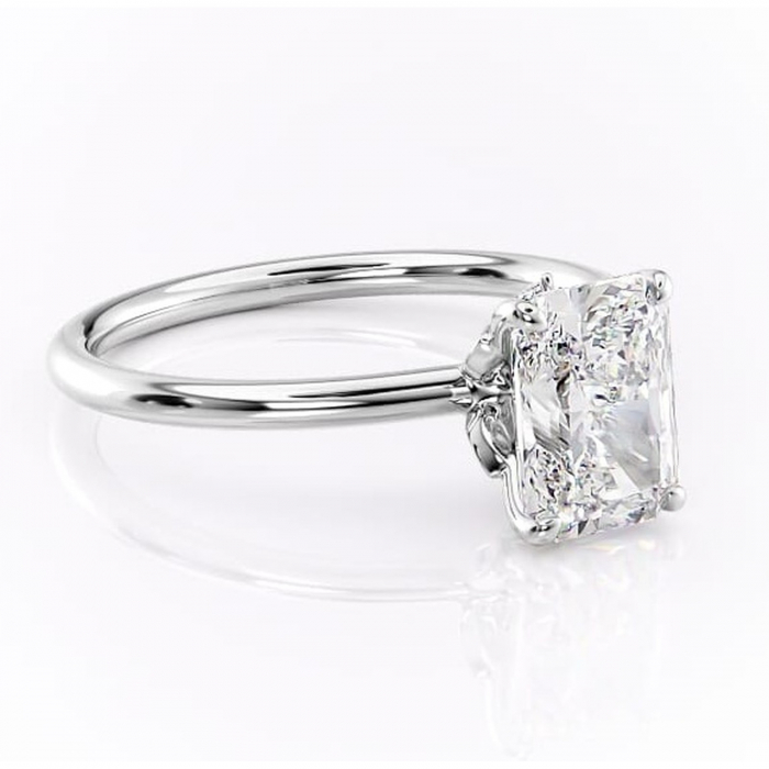 Inel de logodnă Garnet din aur Alb 14kt cu moissanite tăietură radiantă – Solitar rafinată pentru profil înalt | Personalizează și configurează gratuit online [1]