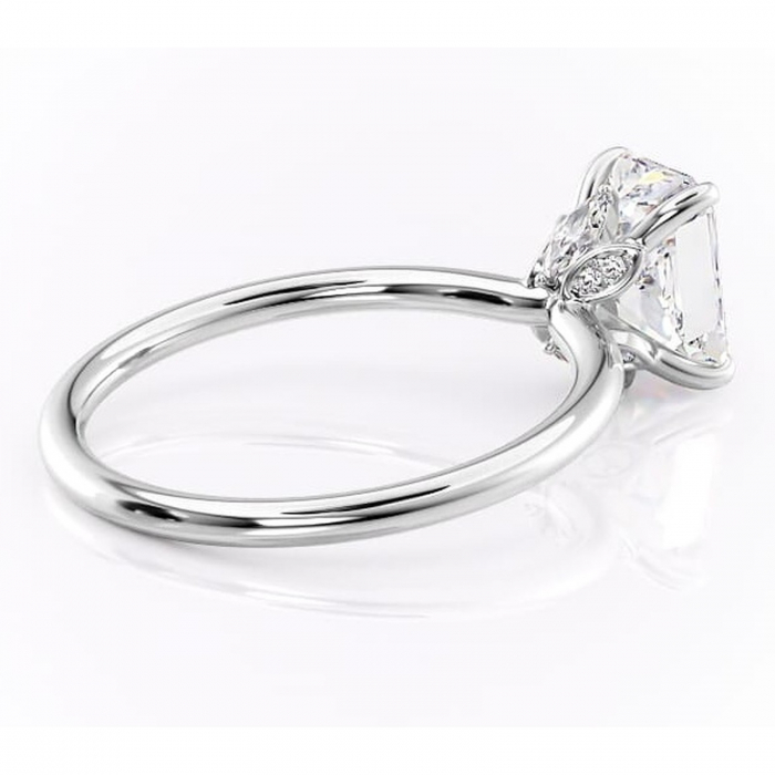 Inel de logodnă Garnet din aur Alb 14kt cu moissanite tăietură radiantă – Solitar rafinată pentru profil înalt | Personalizează și configurează gratuit online [3]