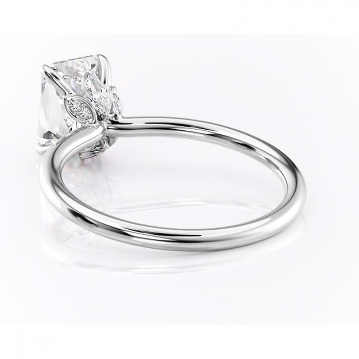 Inel de logodnă Garnet din aur Alb 14kt cu moissanite tăietură radiantă – Solitar rafinată pentru profil înalt | Personalizează și configurează gratuit online [4]