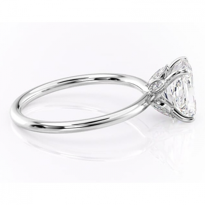 Inel de logodnă Garnet din aur Alb 14kt cu moissanite tăietură radiantă – Solitar rafinată pentru profil înalt | Personalizează și configurează gratuit online [2]