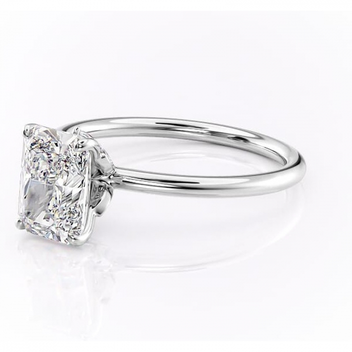 Inel de logodnă Garnet din aur Alb 14kt cu moissanite tăietură radiantă – Solitar rafinată pentru profil înalt | Personalizează și configurează gratuit online [7]