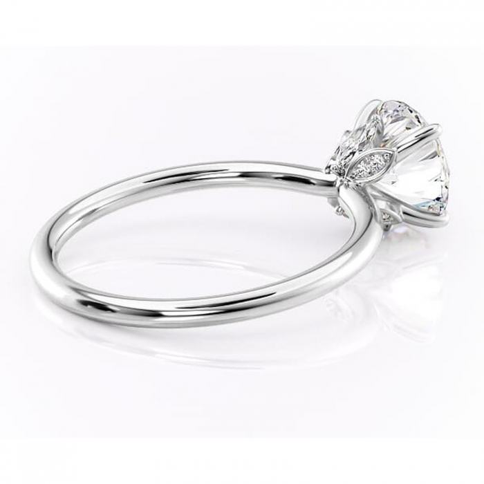 Inel de logodnă Garnet din aur Alb 14kt cu moissanite tăietură rotundă – Solitar rafinată pentru profil înalt | Personalizează și configurează gratuit online [3]