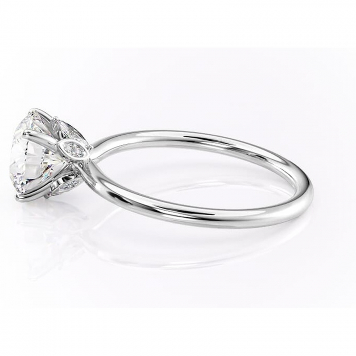 Inel de logodnă Garnet din aur Alb 14kt cu moissanite tăietură rotundă – Solitar rafinată pentru profil înalt | Personalizează și configurează gratuit online [6]