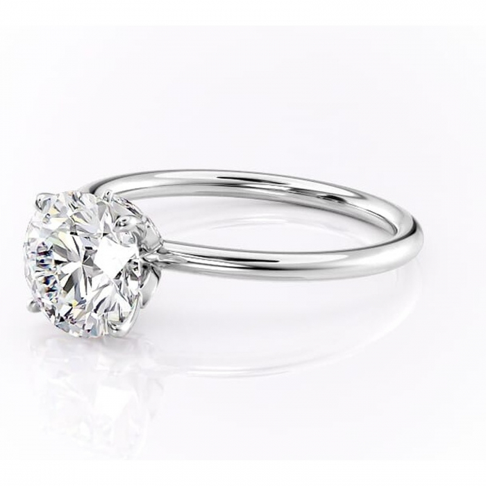 Inel de logodnă Garnet din aur Alb 14kt cu moissanite tăietură rotundă – Solitar rafinată pentru profil înalt | Personalizează și configurează gratuit online [7]