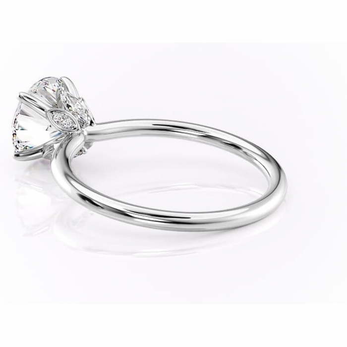 Inel de logodnă Garnet din aur Alb 14kt cu moissanite tăietură rotundă – Solitar rafinată pentru profil înalt | Personalizează și configurează gratuit online [5]