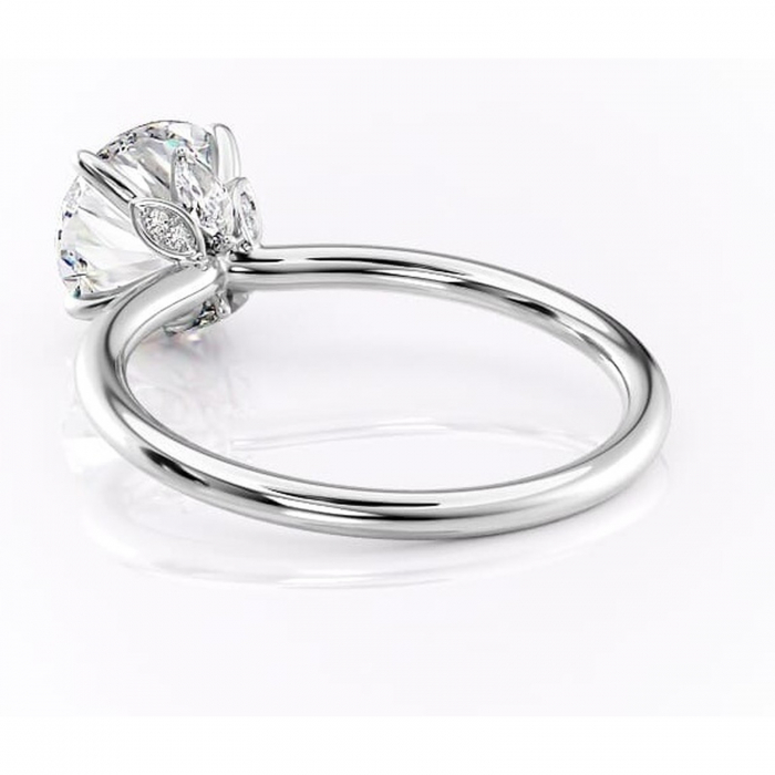 Inel de logodnă Garnet din aur Alb 14kt cu moissanite tăietură rotundă – Solitar rafinată pentru profil înalt | Personalizează și configurează gratuit online [4]