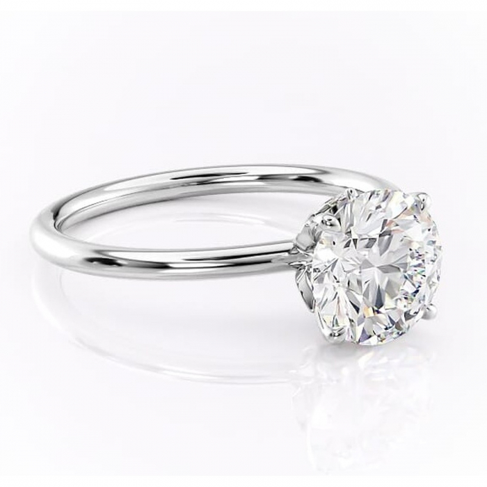 Inel de logodnă Garnet din aur Alb 14kt cu moissanite tăietură rotundă – Solitar rafinată pentru profil înalt | Personalizează și configurează gratuit online [1]