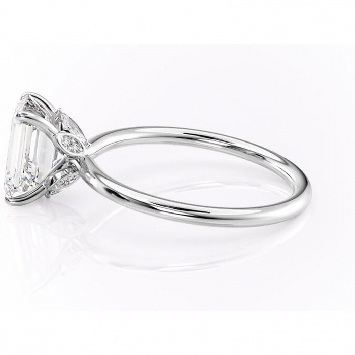 Inel de logodnă Garnet din aur Alb 14kt cu moissanite tăietură smarald – Solitar rafinată pentru profil înalt | Personalizează și configurează gratuit online [6]