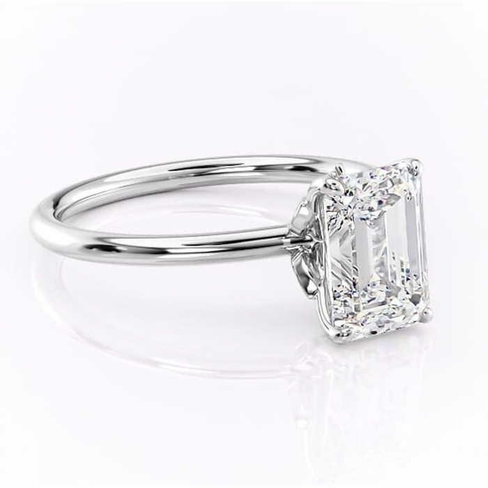 Inel de logodnă Garnet din aur Alb 14kt cu moissanite tăietură smarald – Solitar rafinată pentru profil înalt | Personalizează și configurează gratuit online [1]